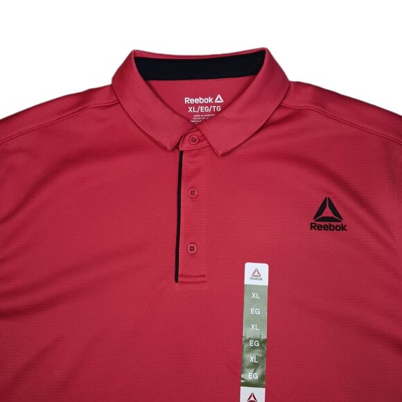 Reebok Delta Polo Shirt Athletic Performance Mens Size XL Golf Polo Baked Apple - Picture 5 of 6